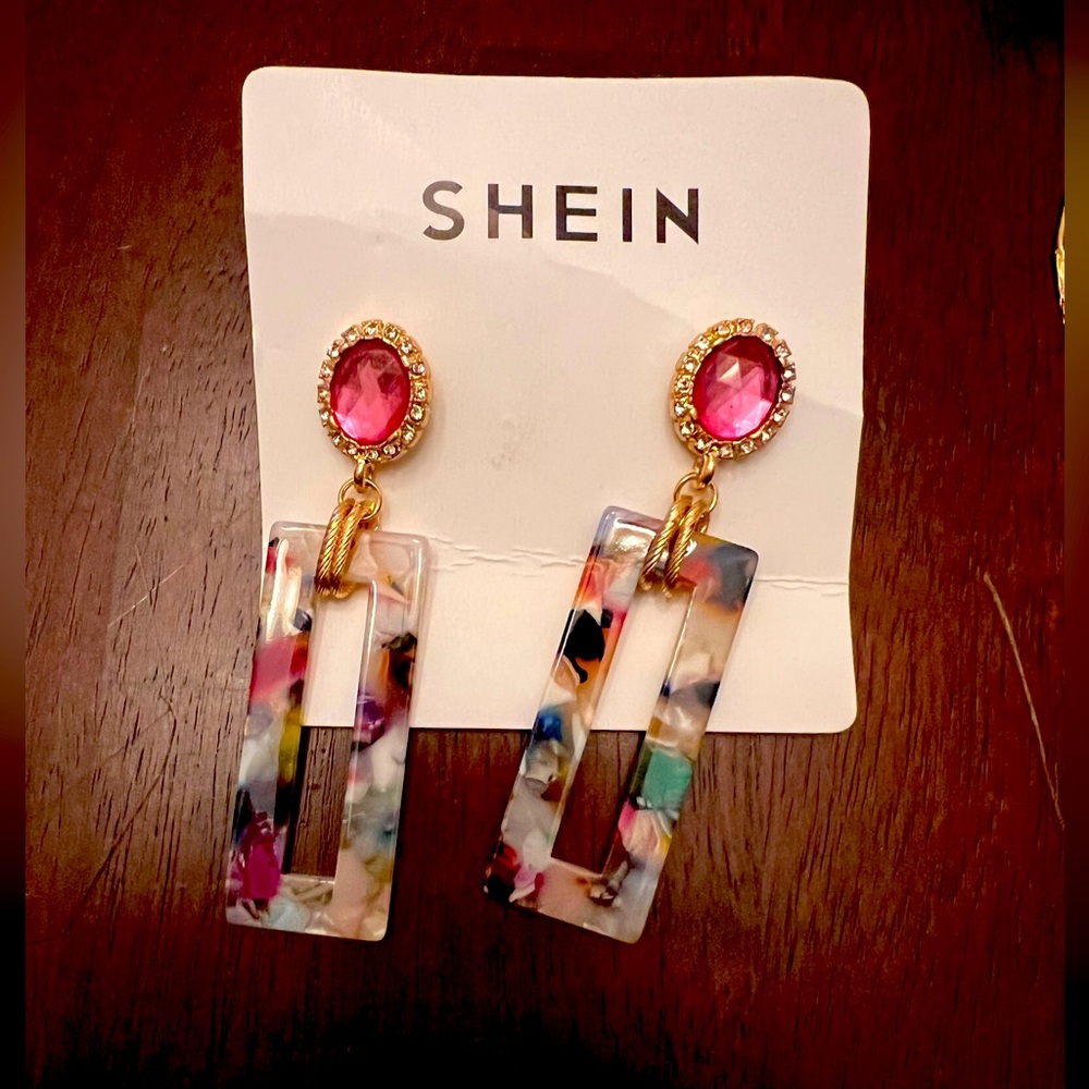 Shein Colorful Geometric Drop Earrings